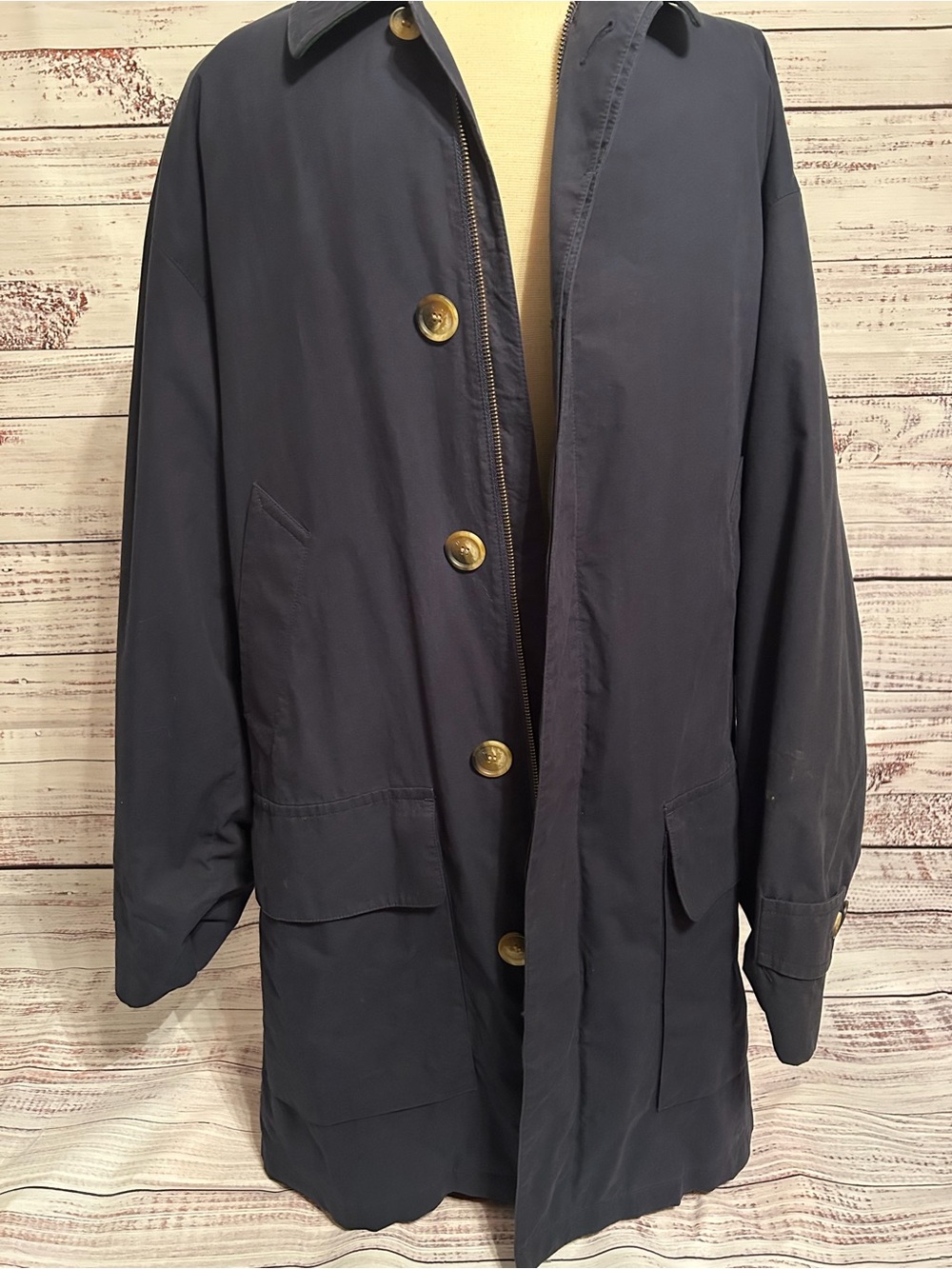 Men's Nautica 38R All-weather / field-style Navy Button-Front Overcoat